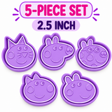 Cute Animal Friends Cookie Cutter & Embosser Stamp Set – 5 Piece, 2.5 Inch