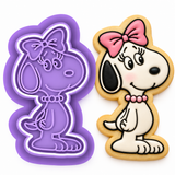 Cute Girl Beagle with Bow Cookie Cutter & Embosser Stamp Set
