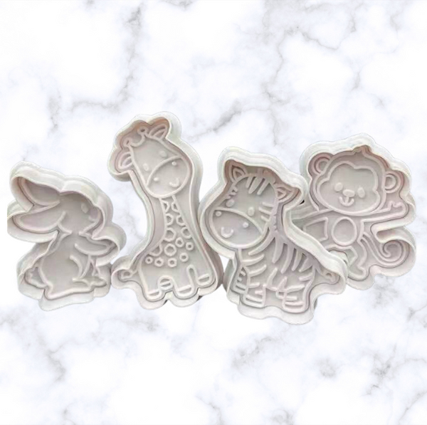 4 pcs Animal Cookie Monkey, Giraffe, Rabbit,  Zebra