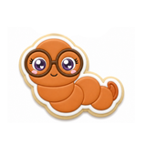 Kawaii Bookworm Cookie Cutter and Stamp, Cute Worm with Glasses, Teacher School Fondant Embosser