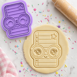 Kawaii Notebook Cookie Cutter and Stamp, Cute School Paper with Glasses Fondant Embosser
