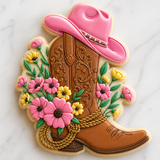 Cowgirl Boot & Floral Cookie Cutter & Embosser Set