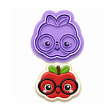 Kawaii Apple with Glasses Cookie Cutter & Stamp – Teacher Theme Cute Apple Cutter – Fondant Embosser Tool