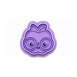 Kawaii Apple with Glasses Cookie Cutter & Stamp – Teacher Theme Cute Apple Cutter – Fondant Embosser Tool