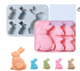 Easter Bunny Chocolate Molds Set, 3D Cute Easter Bunny Silicone Mold for Baking Easter Treats Chocolate, Cake, Jelly, Fudge, Pudding