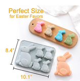 Easter Bunny Chocolate Molds Set, 3D Cute Easter Bunny Silicone Mold for Baking Easter Treats Chocolate, Cake, Jelly, Fudge, Pudding
