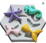 Marine Theme Fondant Silicone Mold Sea Fish Seahorse Sea Shells Shape