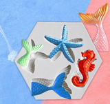 Marine Theme Fondant Silicone Mold Sea Fish Seahorse Sea Shells Shape