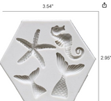 Marine Theme Fondant Silicone Mold Sea Fish Seahorse Sea Shells Shape