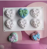 Heart with Bow 6 Cavity Silicone Mold