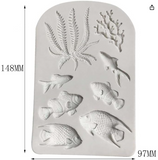 Sea Coral Fish silicone mold, fondant mold