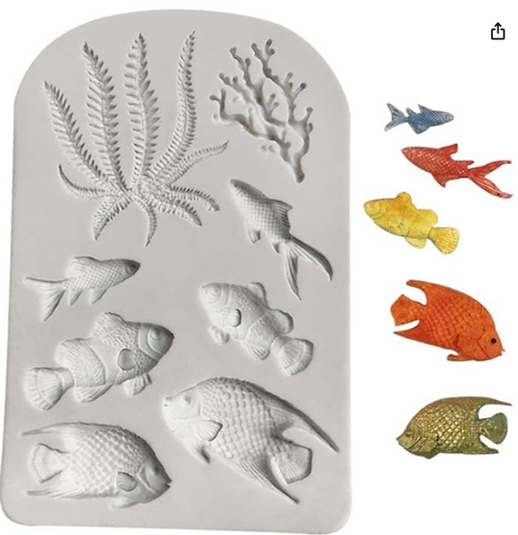 Sea Coral Fish silicone mold, fondant mold