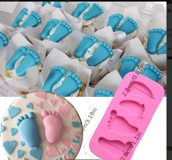 3D Cute Baby Mini Foot Silicone Mold,