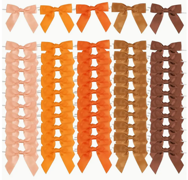 5 Colors of Orange Autumn Twist Bows 3.15
