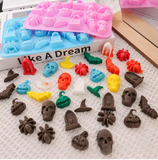 Halloween  Skull Pumpkin Bat Ghost Witch Hat Spider tombstone Shape  Silicone
