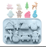 Christmas Silicone Molds Santa Clause Stocks, Gift, Snowman