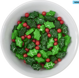 Holly Berries & Leaves Mix Sugar Candy Decorations