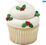 Holly Berries & Leaves Mix Sugar Candy Decorations