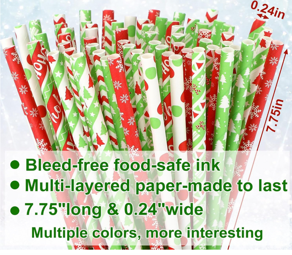 Christmas Straws  Disposable,and  Colorful straws