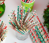 Christmas Paper Straws Disposable, Colorful Christmas straws for Xmas