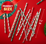 Christmas Paper Straws Disposable, Colorful Christmas straws for Xmas