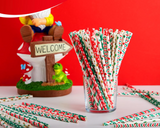 Christmas Paper Straws Disposable, Colorful Christmas straws for Xmas