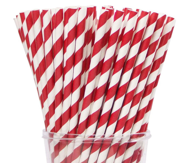 PEPERMINT RED SPIRAL PAPER STRAWS