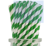 GREEN PEPERMINT SPIRAL PAPER STRAWS