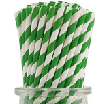 GREEN PEPERMINT SPIRAL PAPER STRAWS