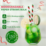 Peppermint Red, Green and White Striped Foil Paper  mixed with green and red solid Christmas Straws,