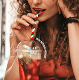 Peppermint Red, Green and White Striped Foil Paper  mixed with green and red solid Christmas Straws,