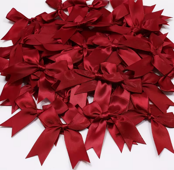 Red Baws Ribbins 12 Ct Wine Red Bow Satin Ribbon – Baking Treasures Bake Shop