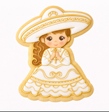 Charro Girl Cookie Cutter and Stamp with Size Options, Mexican Theme