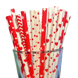 Valentines Red Assorted Paper Straws 25 per pack