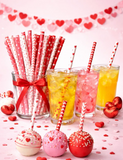 Valentines Pink Red White  Assorted Paper Straws 25 per pack