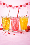 Valentines Pink Red White  Assorted Paper Straws 25 per pack