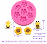 Bee & Sunflower Silicone Mold – Mini Floral & Bee Fondant Mold (Multi-Cavity for Chocolate, Candy & Resin)