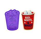 Patriotic Party Cup Cookie Cutter &amp; Stamp – 2 Piece Summer Drink Embosser Set