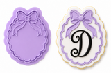 Scalloped Bow Monogram Plaque Cookie Cutter & Embosser