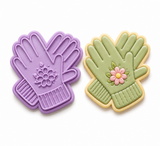 Floral Gardening Gloves Cookie Cutter & Embosser Stamp Set