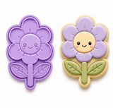 Cute Smiling Flower Cookie Cutter & Embosser Stamp Set