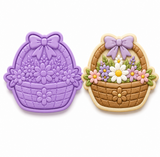Spring Flower Basket Cookie Cutter & Embosser Stamp Set