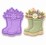 Spring Garden Rain Boots Cookie Cutter & Embosser Stamp Set
