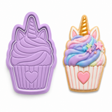 Unicorn Cupcake Cookie Cutter & Embosser | Two-Piece Set