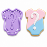 Gender Reveal Question Mark Onesie Cookie Cutter & Embosser | Two-Piece Set