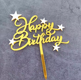 Gold Star Happy Birthday Cake topper