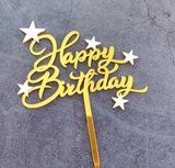Gold Star Happy Birthday Cake topper