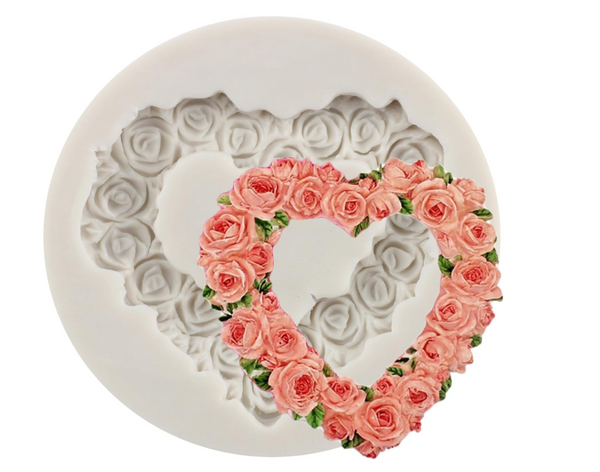 Rose Heart Wreath  Silicone Mold