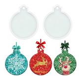 2pc Light Bulb Shape Christmas Ornament Resin Mold, Christmas Silicone Casting Molds, Christmas Pendant Keychain Mold for DIY Resin Crafting