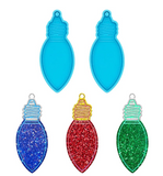 2pc Light Bulb Shape Christmas Ornament Resin Mold, Christmas Silicone Casting Molds, Christmas Pendant Keychain Mold for DIY Resin Crafting
